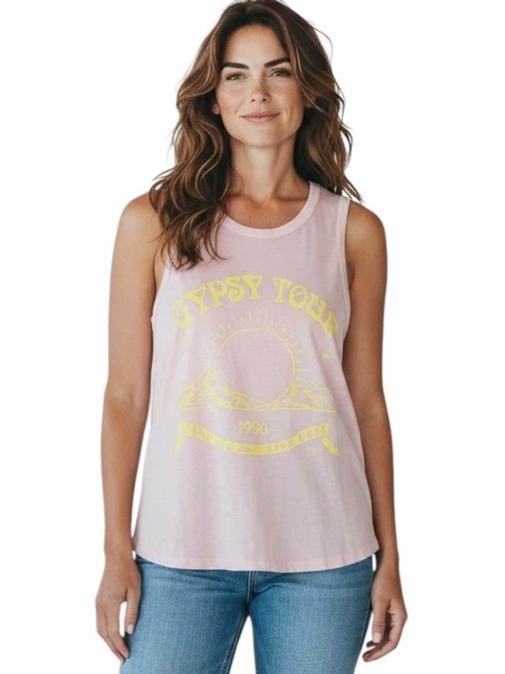 NWT🌺Lucky Brand•Light Pink Graphic Tank Top